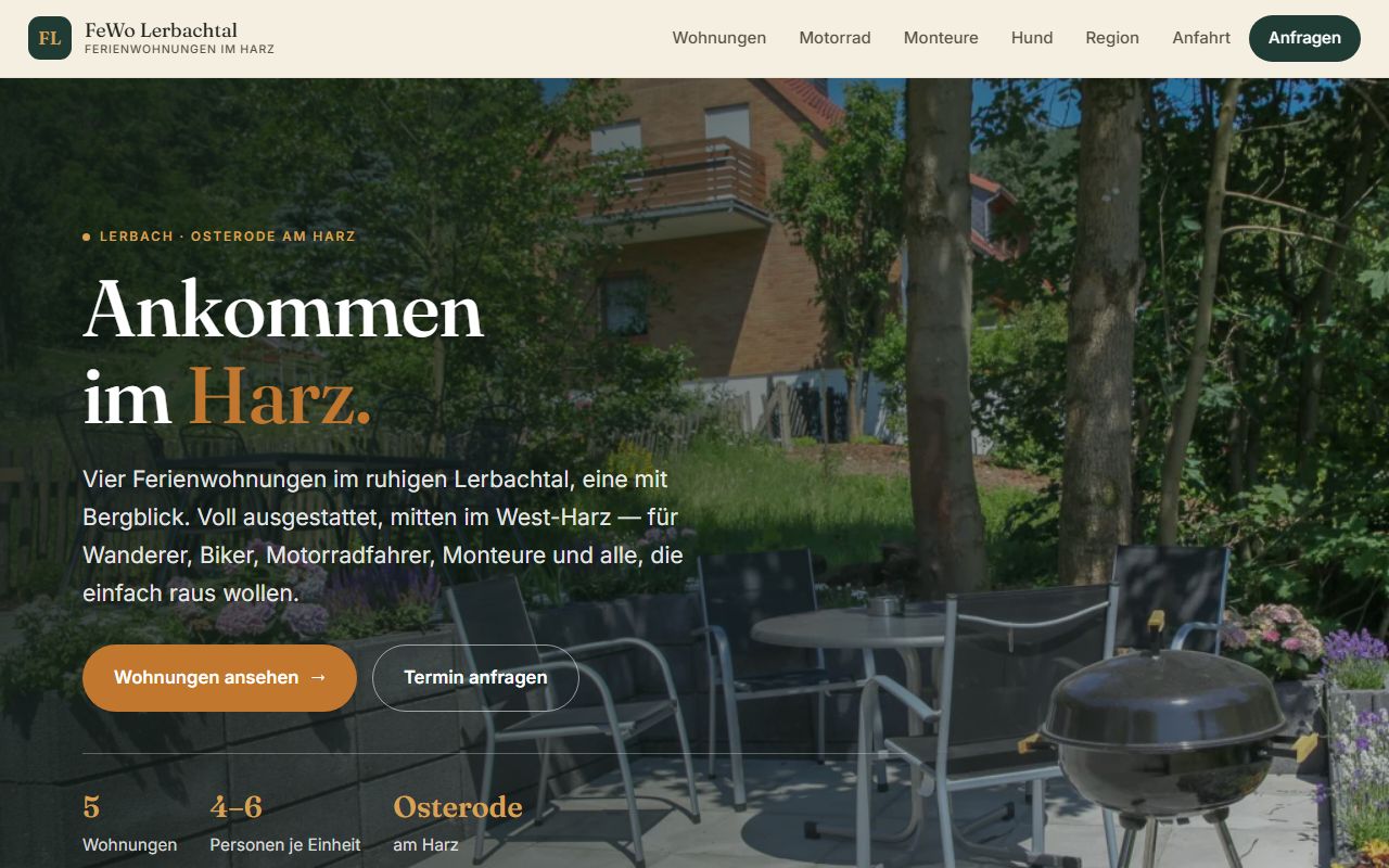 Website: Ferienwohnungen im Harz